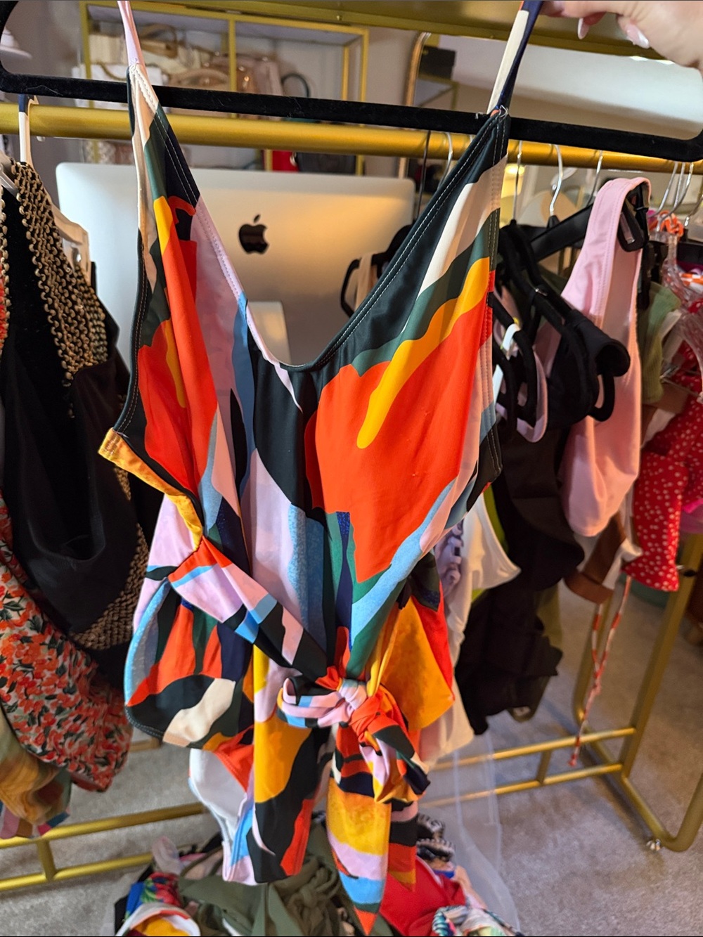 orange pink colorful wrap one piece